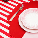 DUALITY PINK RED SCALLOPED FABRIC PLACEMAT