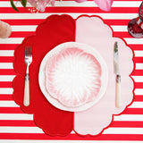 DUALITY PINK RED SCALLOPED FABRIC PLACEMAT (Set Of 4)