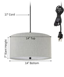 14"W 2 Light Swag Plug-In Pendant Textured Oatmeal with Diffuser Black Cord