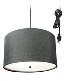 18"W 2 Light Swag Plug-In Pendant Granite Gray with Diffuser Black Cord