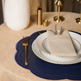 NURTURE NAVY BLUE FAUX LEATHER SCALLOPED PLACEMAT