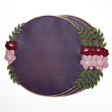 JASMINE PURPLE ORANGE ROUND FAUX LEATHER PLACEMAT