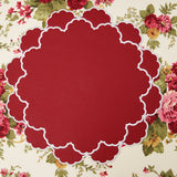 TIMELESS RED SCALLOPED FAUX LEATHER PLACEMAT (Set Of 4)