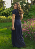 Ella Navy Cinched Waist Maxi Dress