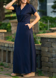 Ella Navy Cinched Waist Maxi Dress