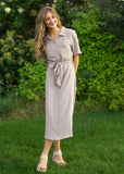 Essential Taupe Short Sleeve Gauze Shirt Dress
