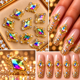 Queen - Nail Charms 10pc - #004 Gold Iridescent Diamonds