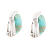 Fiji Isles Blue Turquoise Sterling Silver Clip Earrings