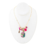 Flamingo Pink Agate Golden Pendant Necklace