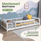 Twin Size Floor Bed with Safety Guardrails for Kids