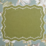 ELARA GREEN RECTANGLE FABRIC PLACEMAT & NAPKIN SET