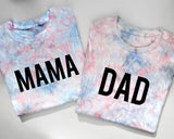 Gender Reveal Sweatshirts and Tees in Pink and Blue Tie Dye