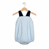 Classic Navy Gingham Bubble Romper