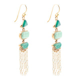 Green Multi Stone Golden Drop Earrings