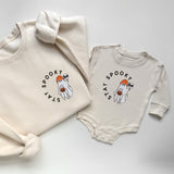 Stay Spooky Ghost Embroidered Matching Sweatshirts