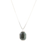 Hammered Green Seraphinite and Sterling Silver Pendant Necklace