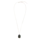 Hammered Green Seraphinite and Sterling Silver Pendant Necklace