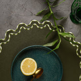 ELYSIAN DARK GREEN ROUND FAUX LEATHER PLACEMAT