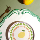 ROYAL WHITE GREEN TRIM SQUARE FAUX LEATHER PLACEMAT (Set Of 4)