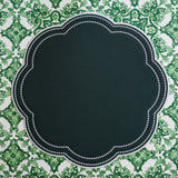 NURTURE GREEN SCALLOPED FAUX LEATHER PLACEMAT