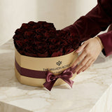 Heart Gold Box | Burgundy Roses