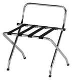 High-Back Luggage Rack, Lightweight Fold-Flat Design, Compact Chrome Finish