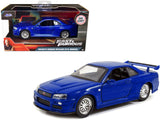 Brians Nissan Skyline GTR R34 Blue Fast & Furious Movie 1/32 Diecast Car Model by Jada