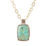 Jacquard Blue Turquoise Golden Pendant Necklace