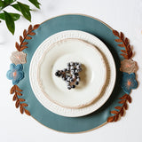 JASMINE BLUE ROUND FAUX LEATHER PLACEMAT