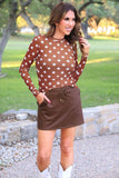 Kate Mesh Top- Chocolate Polka Dot