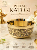 Traditional Brass/Peetal Katori | Embedded Floral Design 4pcs