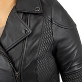Lindsay Women's Black Lambskin Leather Moto Jacket