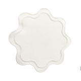 HAVEN WHITE WAVY EDGE NAVY TRIM FAUX LEATHER PLACEMAT (Set Of 4)