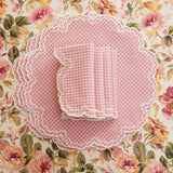 MAGNOLIA PINK GINGHAM WHITE TRIM PLACEMAT & NAPKIN SET