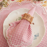 MAGNOLIA PINK GINGHAM WHITE TRIM PLACEMAT & NAPKIN SET