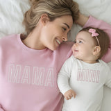 Embroidered Mother Daughter Matching Sweatshirts and Baby Outfits in Light Pink or Blush