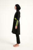Black Full Coverage Modest Swimwear with Mesh Pocket – M2522