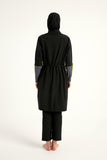 Black Full Coverage Modest Swimwear with Mesh Pocket – M2522