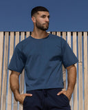 Mid Weight Cropped Boxy T-Shirt Denim Blue