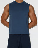 Mid Weight Cropped Sleeveless Denim Blue