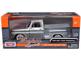 1966 GMC C1000 Fenderside Pickup Truck Silver Metallic Timeless Legends Series 1/24 Diecast Model Car by Motormax