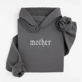'Mother' Edgy Gothic Embroidered Gray Hoodie