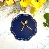 NURTURE BLUE FAUX LEATHER SCALLOPED PLACEMAT
