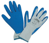 North Safety 068NF14/9L Durotask Gray Glove CotPoly Blue Rubber Palm