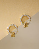 Pave Circle Stud Earrings