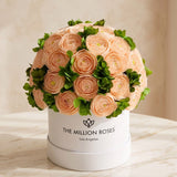 Classic White Box | Peach Persian Buttercups & Green Hydrangeas