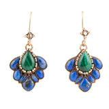 Peacock Blue Lapis Golden Drop Earrings