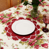 TIMELESS RED SCALLOPED FAUX LEATHER PLACEMAT (Set Of 4)