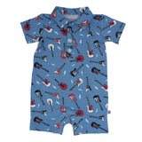 Polo Romper - Rock N Roll Blue