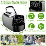 Portable Bubble Blowing Machine with 2 Speeds Handle 3000-4000 Bubbles Per Minute Plug-In Battery Powered